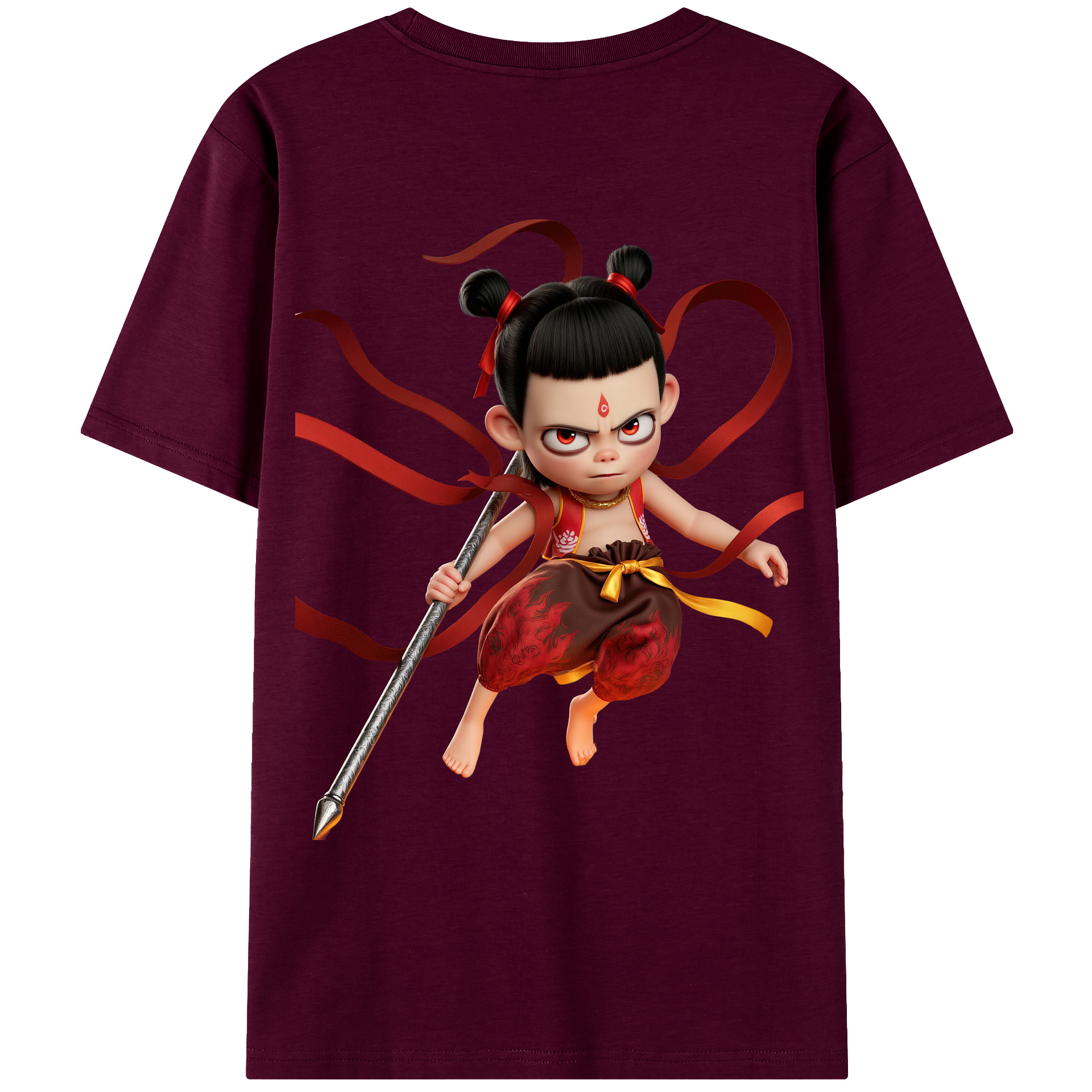 （画像用） Ne Zha 2 ナタ 魔童の大暴れ レディース半袖Tシャツ(バックプリント)